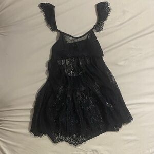 Free People Black Lace Slip Chemise